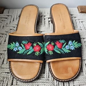 STUBBS & WOOTTON Embroidered Floral Palm Beach Slide Sandals